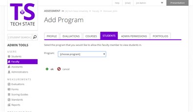 Adding Program Permissions to Faculty